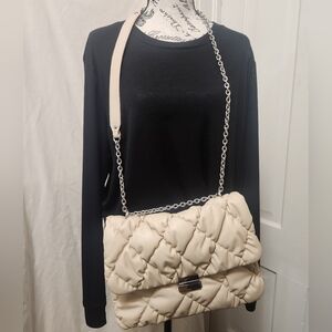 H&M NEW! Cream Puffer Quilted  Shoulder Bag with Chain